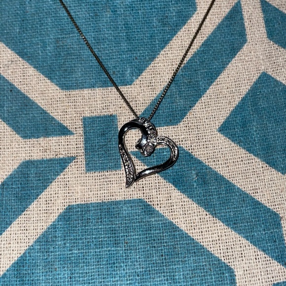 Heart Diamond Sterling Silver Necklace - Picture 3 of 5